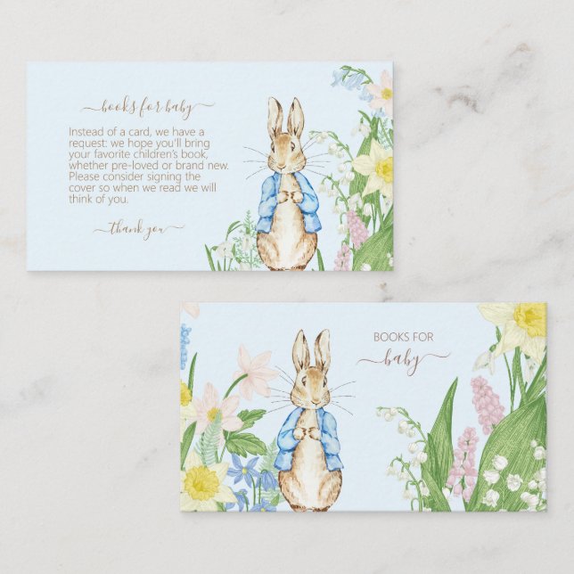 Peter the Rabbit Spring Blooms Easter Baby Shower Enclosure Card (Front/Back)