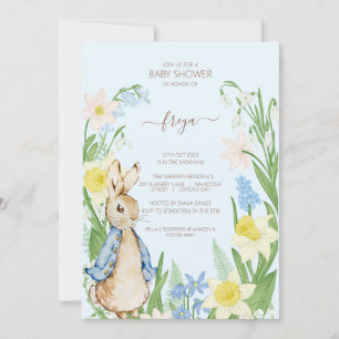 Peter the Rabbit Spring Blooms Easter Baby Shower Holiday Card
