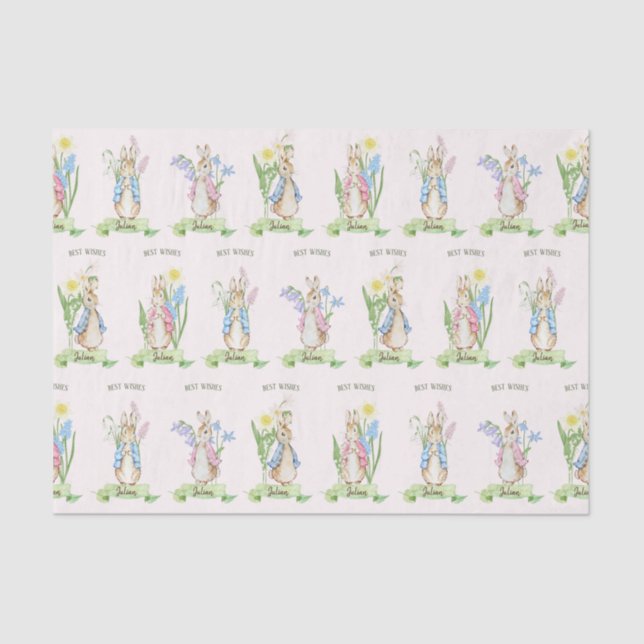 Peter the Rabbit Spring Blooms Easter Baby Shower Tissue Paper (Front)