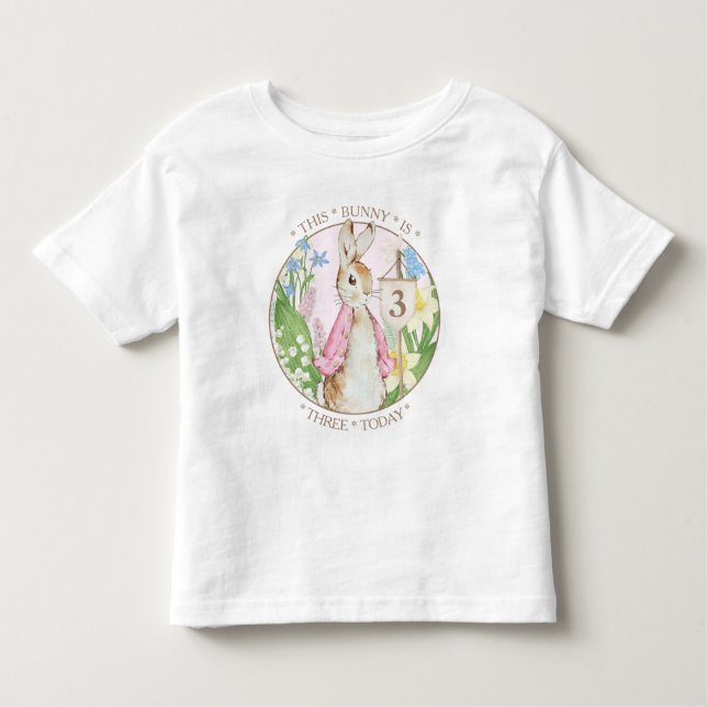 Peter the Rabbit Spring Blooms Pink Baby Shower Toddler T-Shirt (Front)