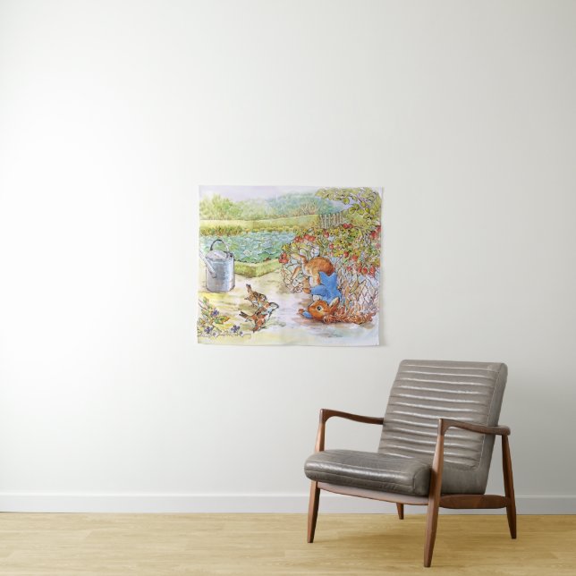 Peter the Rabbit Tumbling in Vegie Patch Tapestry (In Situ (Horizontal))