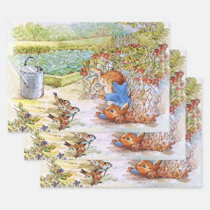 Peter the Rabbit Tumbling in Vegie Patch Wrapping Paper Sheet