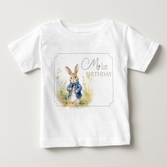 Peter The Rabbit Watercolor Birthday  Baby T-Shirt (Front)