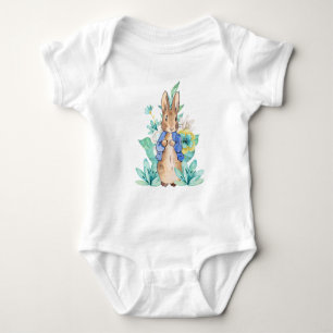 Peter the rabbit watercolor flowers baby bodysuit