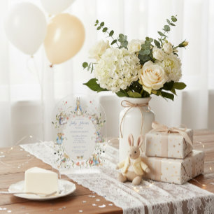 Peter the Rabbit Wildflower Baby Shower Acrylic Acrylic Invitations