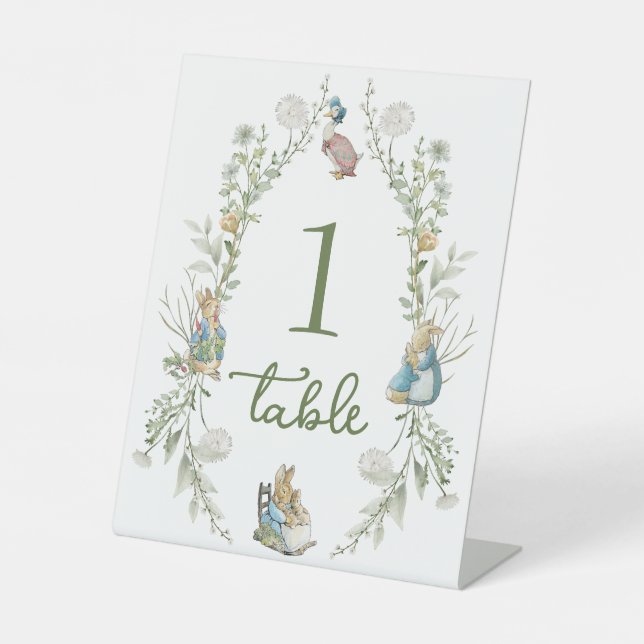 Peter the Rabbit Wildflower Table Number Pedestal Sign (Front)