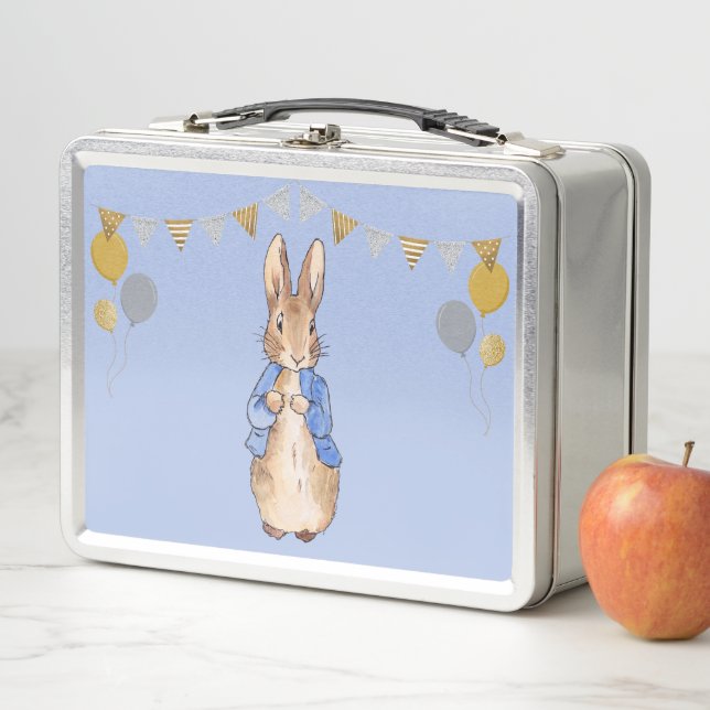 Peter the Rabbit with blue background   Metal Lunch Box (In Situ)