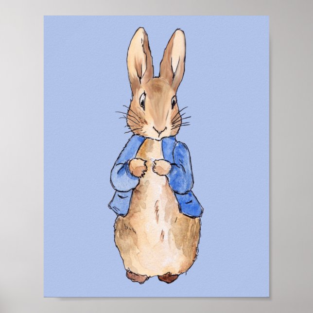 Peter the Rabbit with Blue Background Poster (Front)