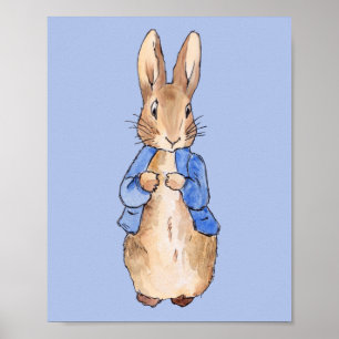 Peter the rabbit with blue background poster