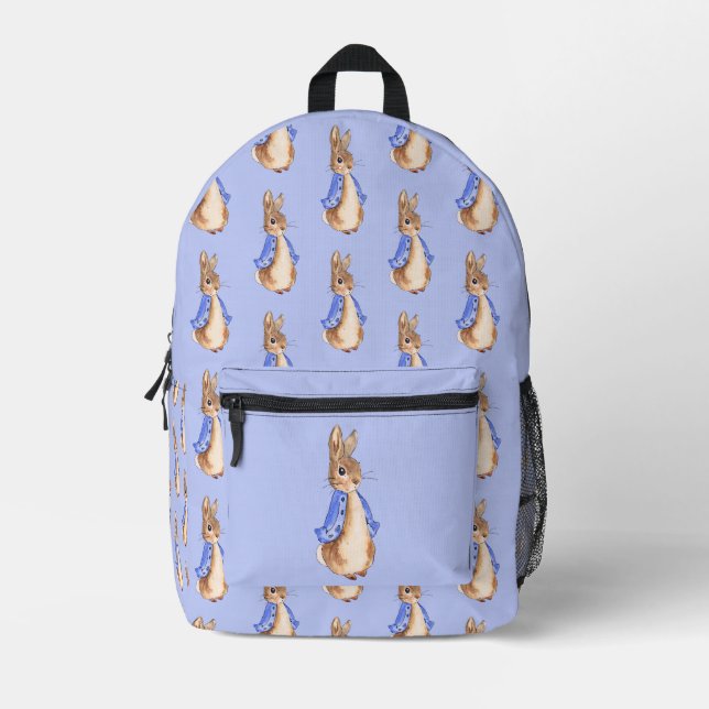 Peter the rabbit with blue background printed backpack (Front)