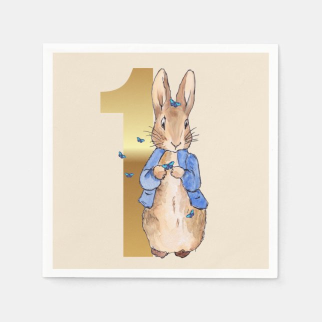 Peter the Rabbit with Blue Butterflies  Napkin (Front)