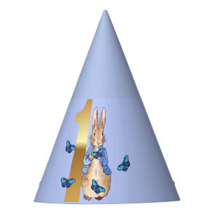 Peter the Rabbit with Blue Butterflies Party Hat
