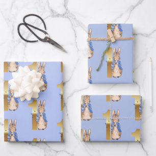 Peter the Rabbit with Blue Butterflies Wrapping Paper Sheet