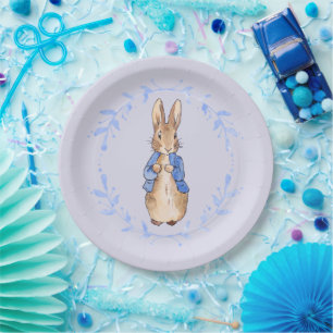 Peter the Rabbit with blue leaf wreath Paper Plate
