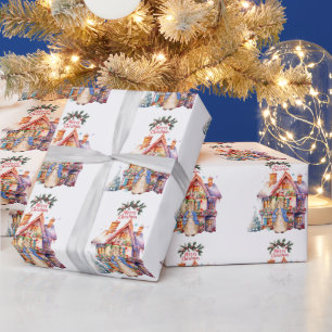 Peter the Rabbit with Christmas cottage Wrapping Paper