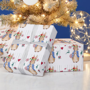 Peter the Rabbit with Christmas decorations Wrapping Paper