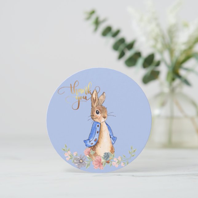 Peter the Rabbit with Gold Thank You Text (Standing Front)