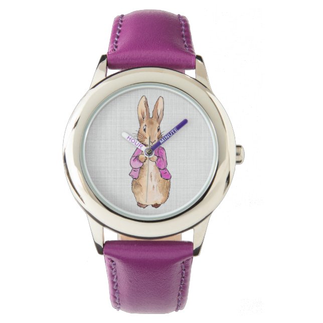 Peter the rabbit with gray linen texture watch (Front)
