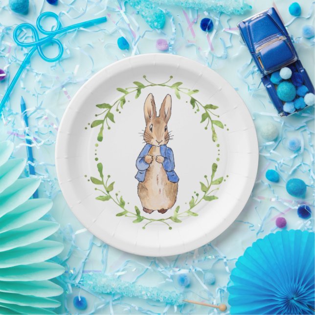 Peter the Rabbit with Green leaf Wreath   Paper Plate (Party)