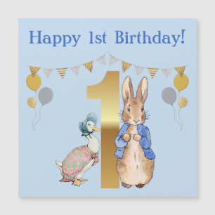 Peter the Rabbit with Jemima First Birthday Magnetic Invitation