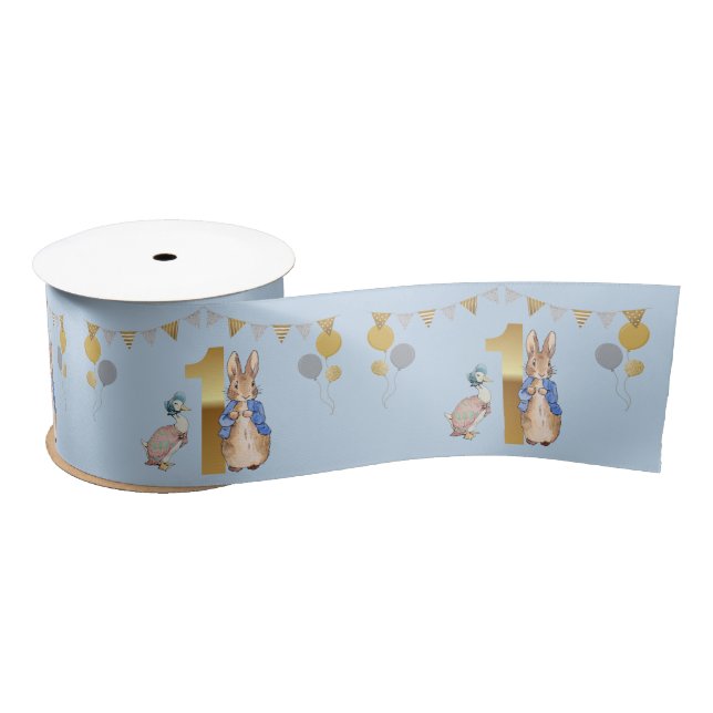 Peter the Rabbit with Jemima First Birthday Satin Ribbon (Spool)