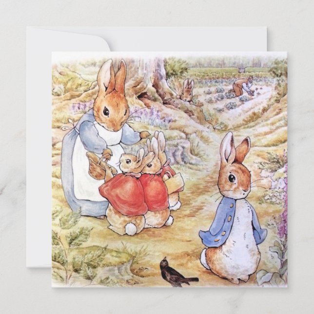 Peter the Rabbit with Josephine Bunny in the Woods Thank You Card (Front)