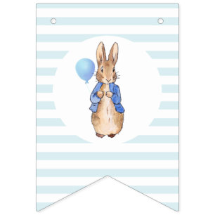 Peter the rabbit with mixed pattern background bunting 