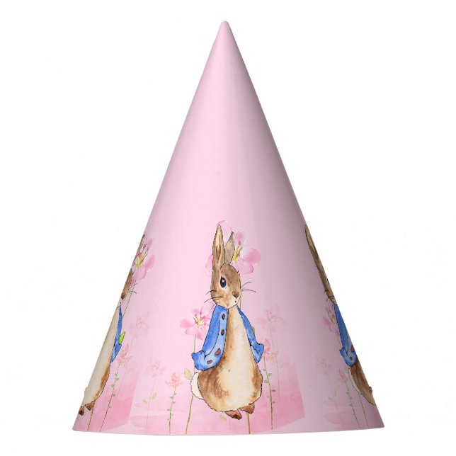 Peter the Rabbit with Pink Flowers Party Hat (Front)