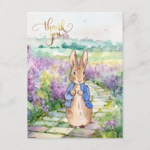 Peter the Rabbit with watercolour lilacs  Postcard