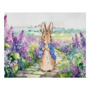Peter the Rabbit with watercolour lilacs  Poster