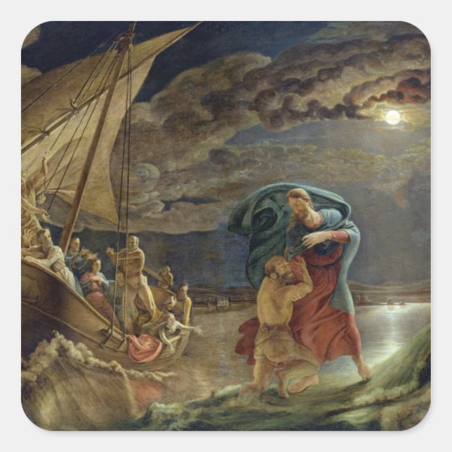 Peter Walks on Water, 1806 Square Sticker (Front)