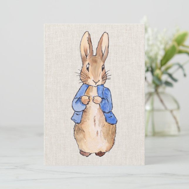 Peter with Beige Linen Background  Invitation (Standing Front)