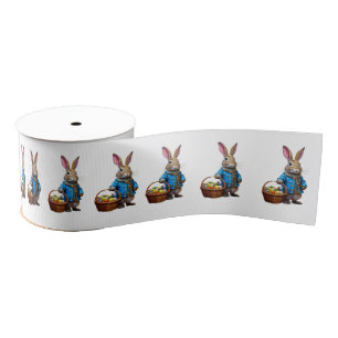 Peter with Easter Egg Basket Happy Easter Grosgrain Ribbon