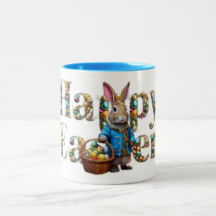 Peter with Easter Egg Basket Happy Easter Two-Tone Coffee Mug