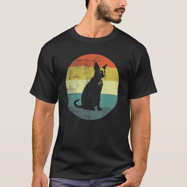 Peterbald Cat Retro Design T-Shirt (Front)