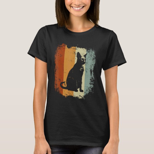 Peterbald Cat Retro Style T-Shirt (Front)