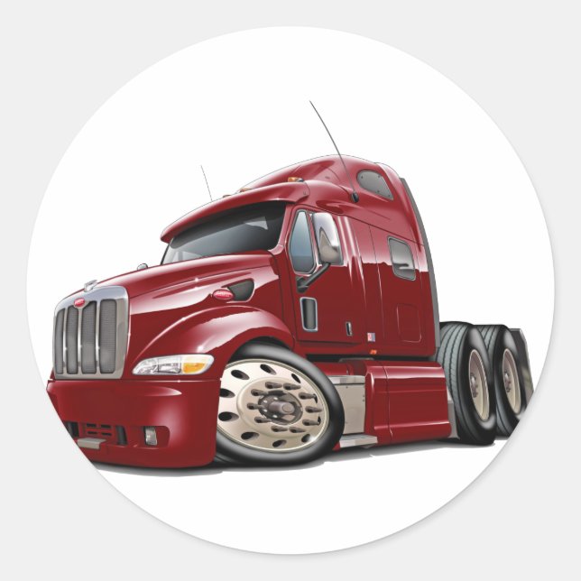 Peterbilt Maroon Truck Classic Round Sticker (Front)