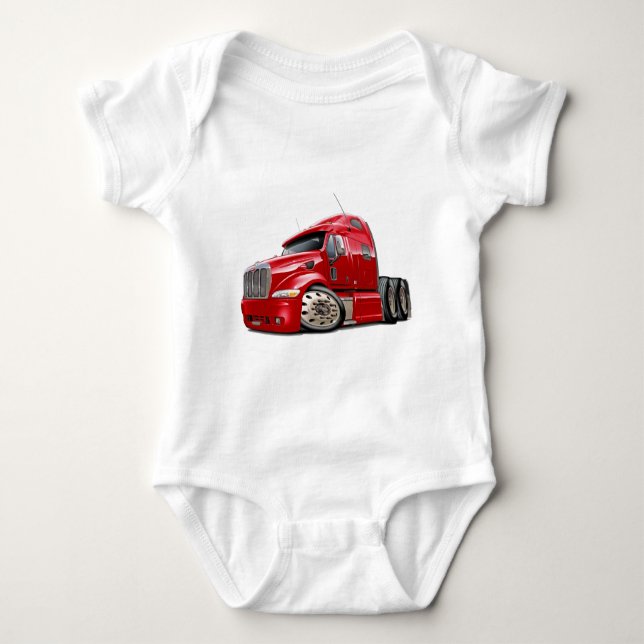 Peterbilt Red Truck Baby Bodysuit (Front)