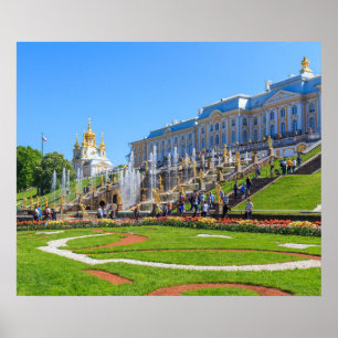 Peterhof Palace and Grand Cascade of fountains Poster