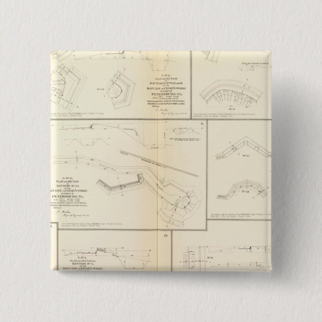 Petersburg, Va batteries, siege 15 Cm Square Badge (Front)