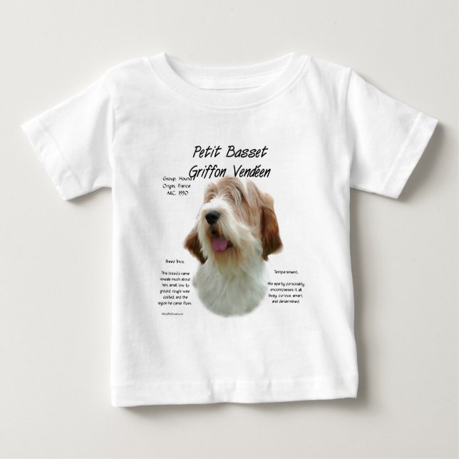 Petit Basset Griffon Vendeen History Design Baby T-Shirt (Front)