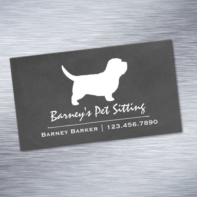 Petit Basset Griffon Vendeen PBGV Dog Silhouette Magnetic Business Card (Creator Uploaded)