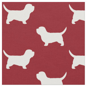 Petit Basset Griffon Vendeen PBGV Silhouettes Red Fabric