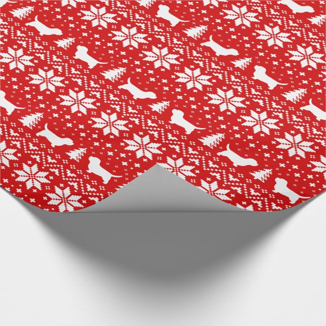 Petit Basset Griffon Vendeen Silhouettes Christmas Wrapping Paper (Corner)