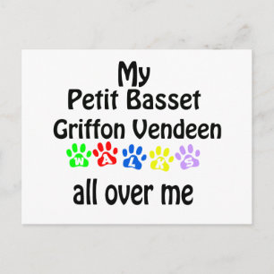 Petit Basset Griffon Vendéen Walks Design Postcard