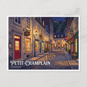 Petit-Champlain at Night Quebec City Canada Postcard