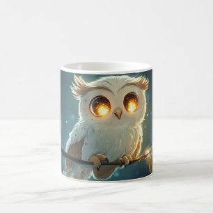  petit hibou aux yeux brillants, perché sur une br coffee mug