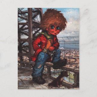 Petit Poulbot à la Tour Eiffel Postcard