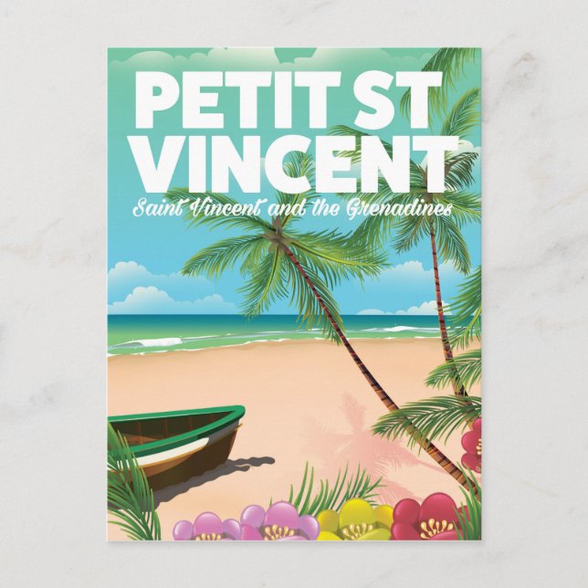 Petit Saint Vincent vintage style beach poster Postcard (Front)