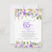 PETITE 65th Birthday Party Purple Rose Floral